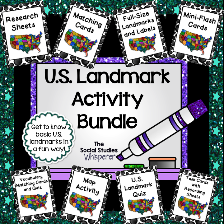 US landmark ispy bundle SSW for Summer Time Social Studies fun